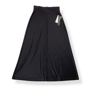 TapeMeasure Skirt Women XL Black A-Line Long Maxi Stretch Elastic Waist NWT VTG